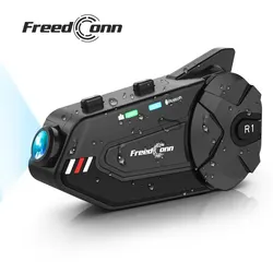 Freedconn R1 Plus Motorcycle Intercom Helmet Dash Cam Bluetooth Headsets Handsfree Communicator Video Record 1080P Interphone