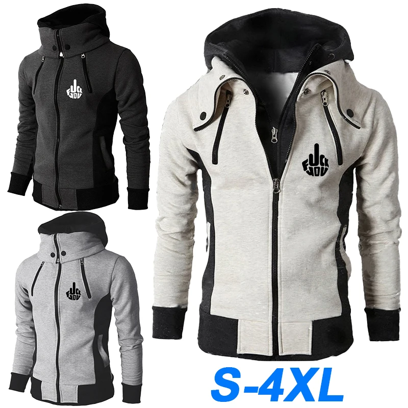 

2023 Men's Autumn/Winter Four Zip Hoodie Wool Sweatshirt Printed Zipper Long Sleeve Cardigan Hoodie Coat S-4XL