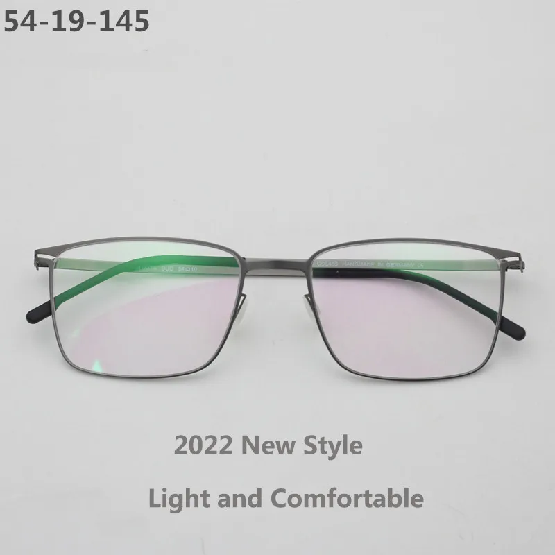 

German Brand Design Screwless Glasses Frame Titanium Alloy Ultralight Business Square Men Optical Prescription Eyeglasses Bud