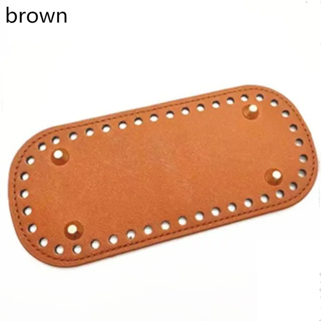 High Qualtiy pu Leather Bottom With Holes Rivet For Knitting Bag Handbag Bottom DIY Women Shoulder Crossbody Bags Accessories Brown