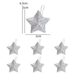 Sparkling Gold Star Ornaments - Festive Tree Decorations for Christmas & New Year Celebrations (Silver)