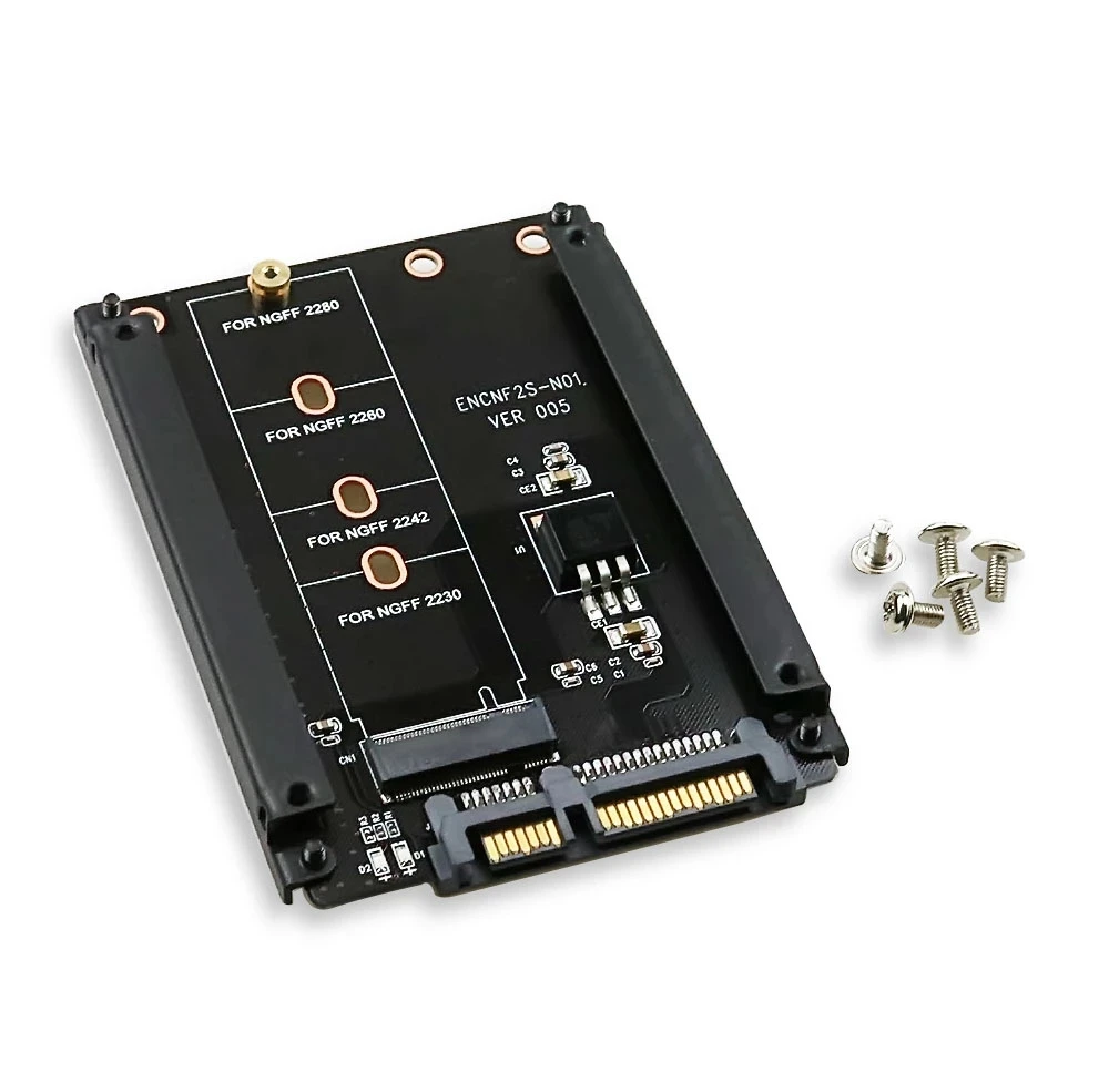 محول M.2 NGFF B+M Key SSD إلى SATA 2.5 بوصة بسرعة 6 جيجابت/ثانية مع غلاف معدني، محول M2 إلى SATA مع طقم 5 براغي للاستخدام في الكمبيوتر