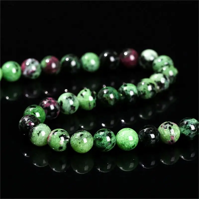 Natural Stone Green Ruby Zoisite Bead Round Loose Spacer Epidote 4 6 8 10mm For Jewelry Making Diy Necklace Bracelet Accessory