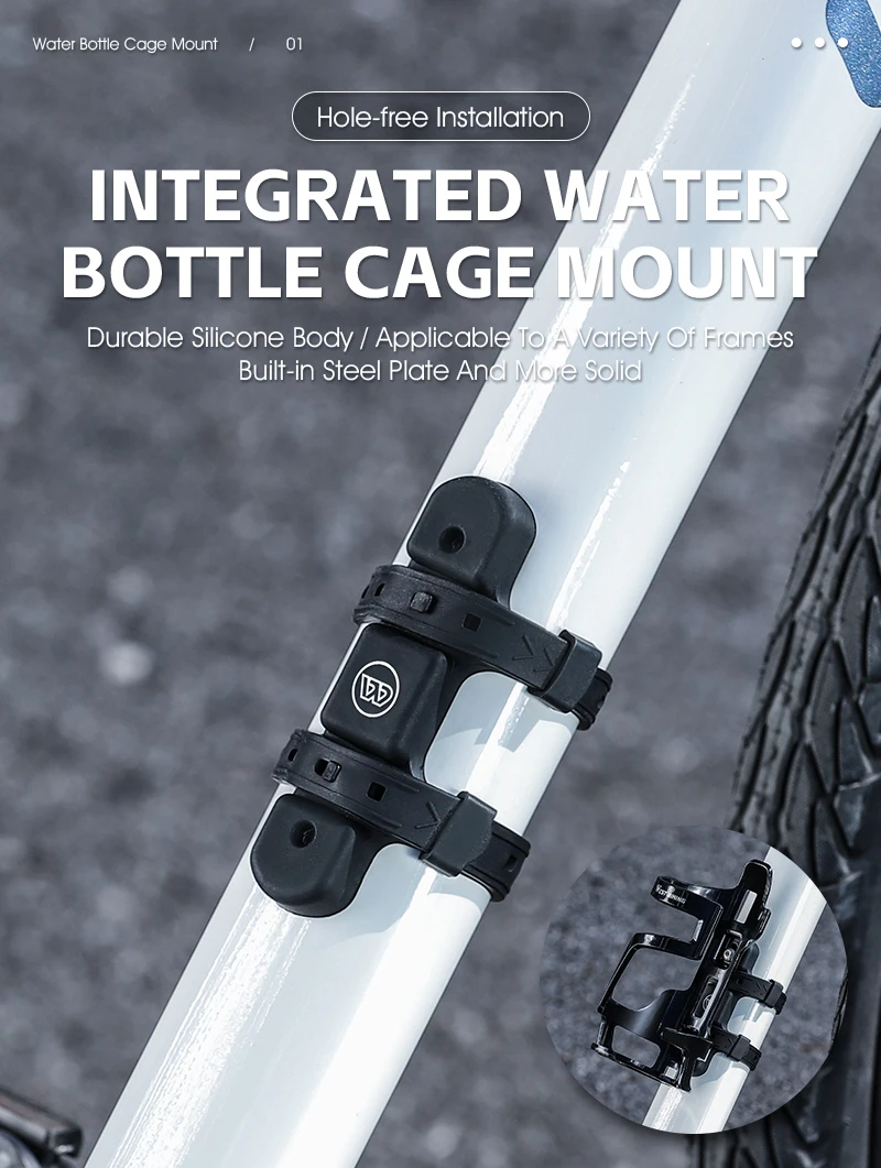 Description Picture 2 of itemWEST BIKING Bicycle Water Bottle Holder Silicone Non-slip Straps Set MTB Road Bike Bottle Stand With Adaptor Cycling Accessories