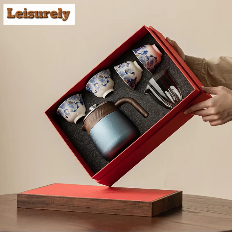 Splendid Reunion Tea Set Complete Set Vintage Set Of Cups Gaiwan Tea Ceremony Set Household Teapot And Tea Cup Set Cha Ornaments