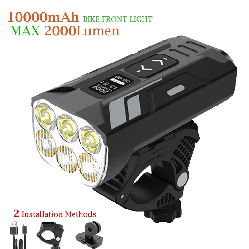 BikeLight2000Lumens6LEDSuperBrightBikeLightsforNightRiding