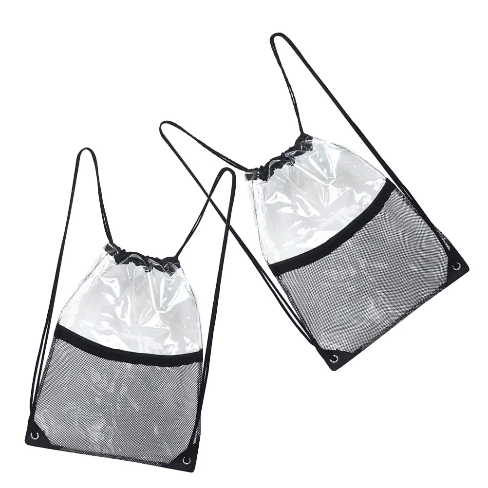 2Pcs 투명한 세면 용품 가방 방수 여행 주최자 비치 수영 스포츠 체육관 메쉬 가방 여성용 남성용
