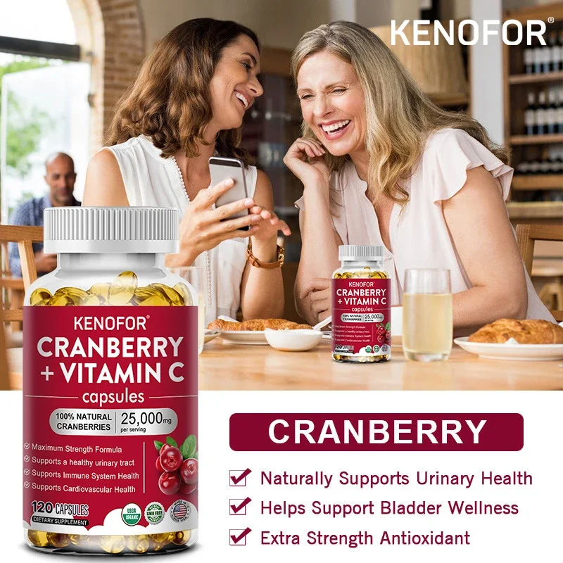 Cranberry Extract Concentrate + Vitamin C-Supports Urinary Tract Cardiovascular Skin and Bone Health Improves Digestion