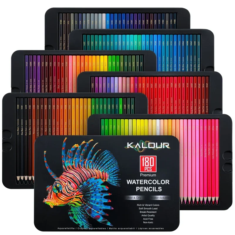 KALOUR Set di matite colorate da 180 colori, matite da disegno professionali solubili in acqua a base di olio e soddisfa varie esigenze di pittura per artisti - immagine 2