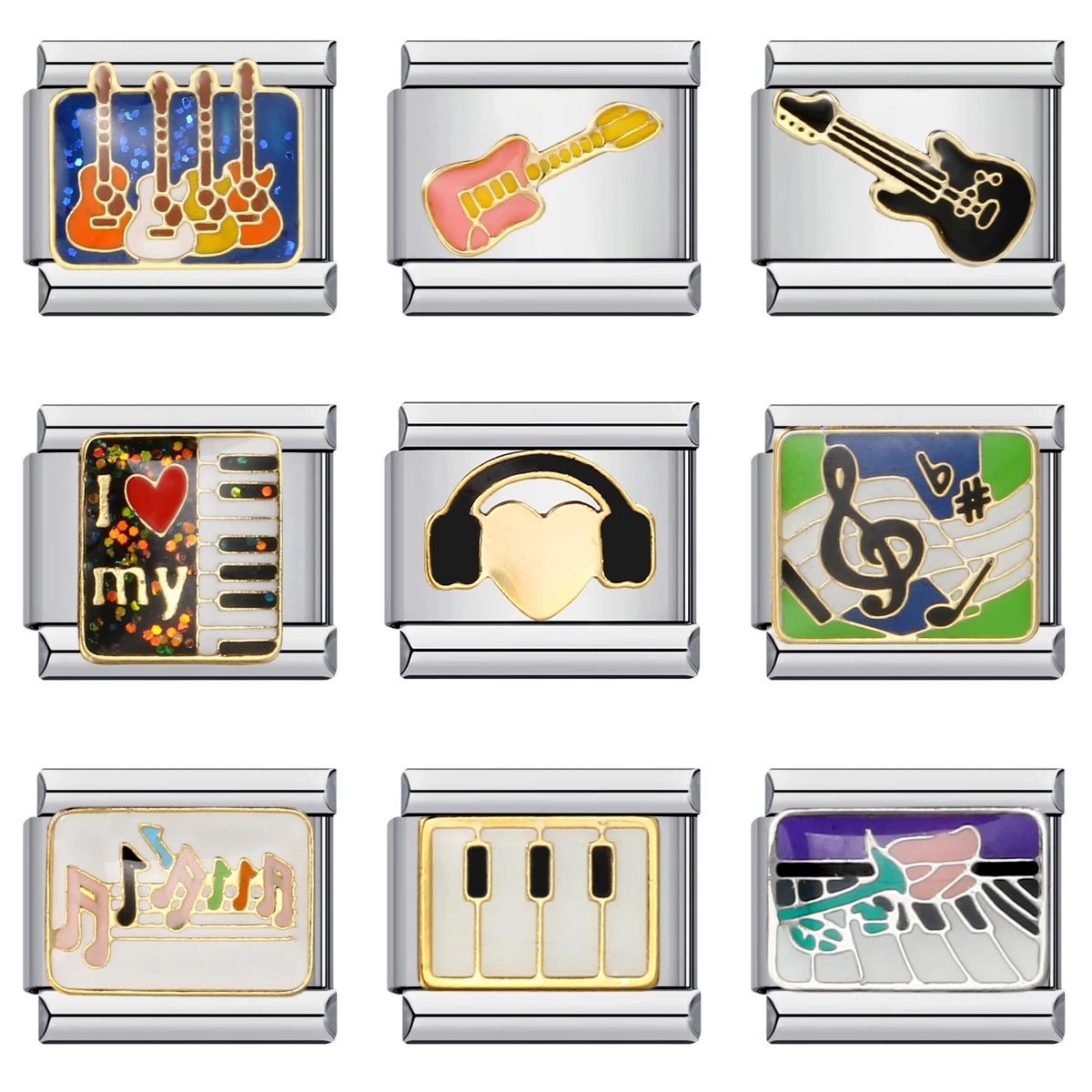 GEMOSA Trendy Rock Cool Guitar Music Piano Italian Link 9mm Width