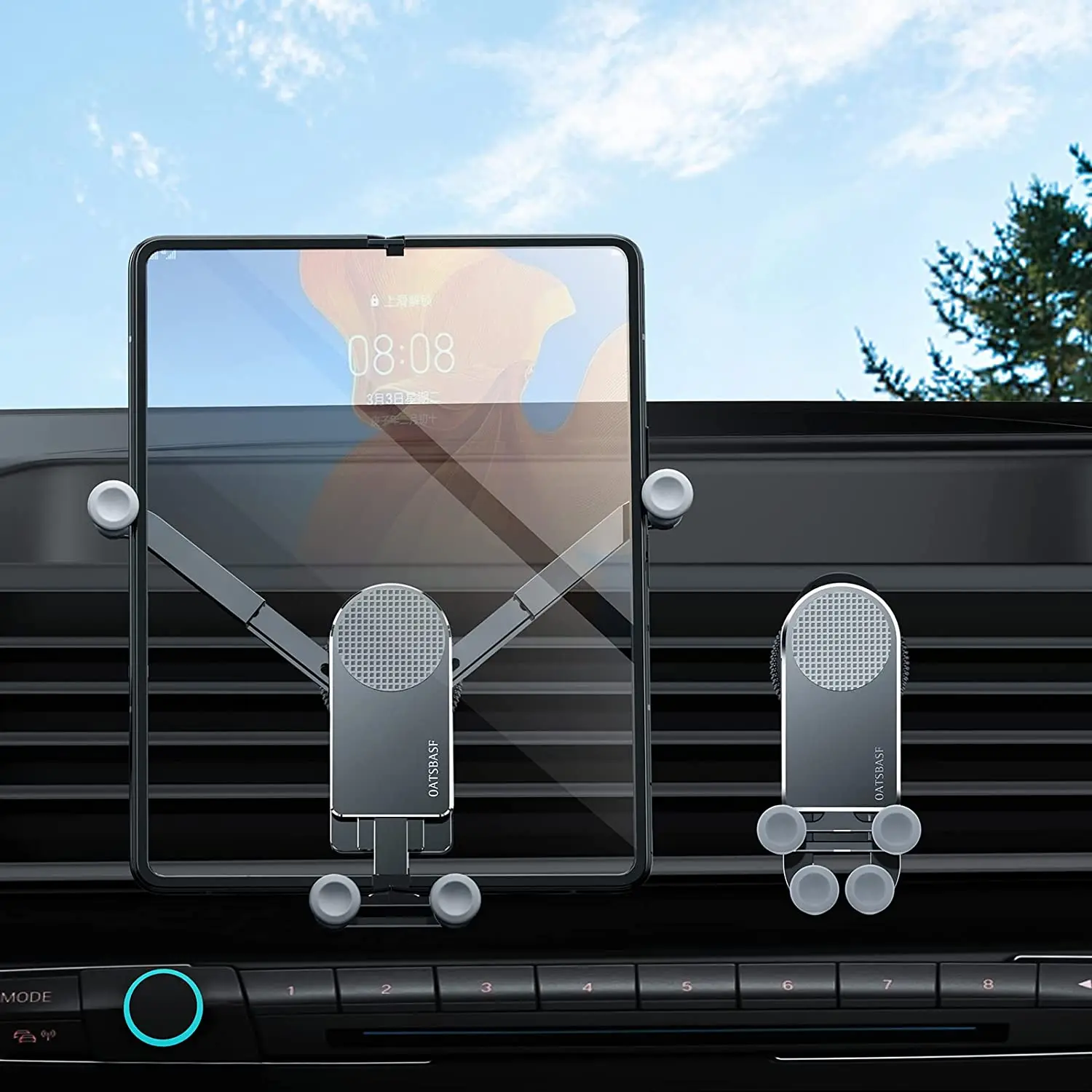 

Car Mount for Samsung Galaxy Z Fold 3 Z Fold 2 Huawei Mate X2 Folding Screen Phone Holder Mount Vent & Sucker Metal Phone Stand