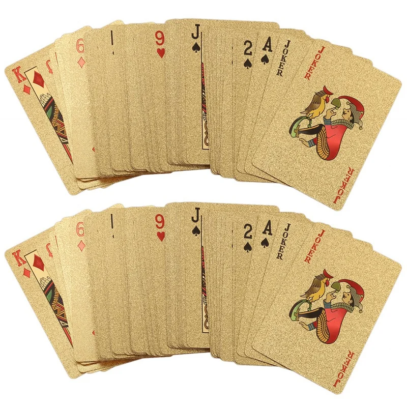 

ELOS-2Pc 24K золотые игральные карты пластиковые покерные игры колода фольга Pokers упаковка волшебных карт водонепроницаемая карта