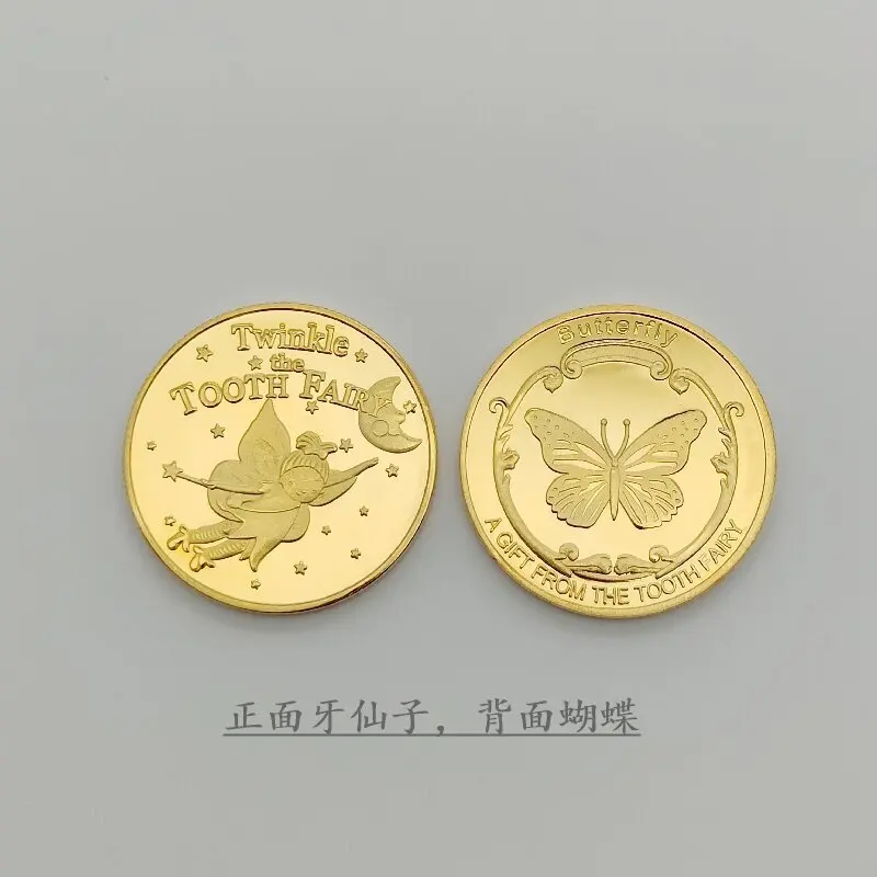 SIRLOMU 2 Pezzi Monete Fatina dei Denti, Regalo Fatina dei Denti per Bambini, Souvenir per Dente Perso, Moneta Commemorativa, Idee Regalo per Ragazze