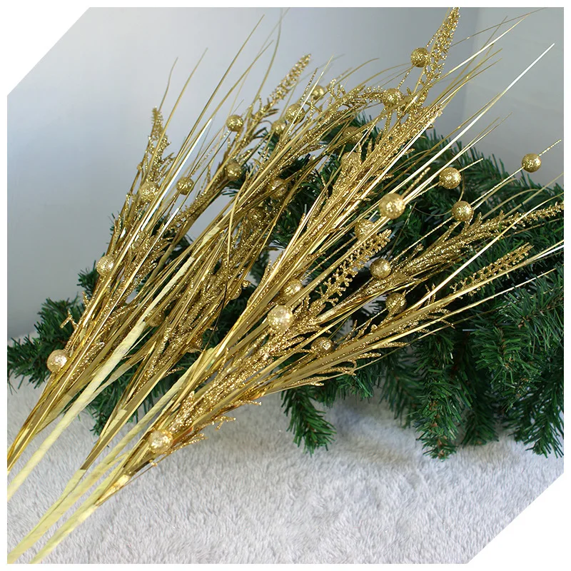 Accessori Per Alberi Di Natale Dorati Rami Finti Artificiali Setaria Malachite Glitter Powder Party Home Garden Plant Decoration