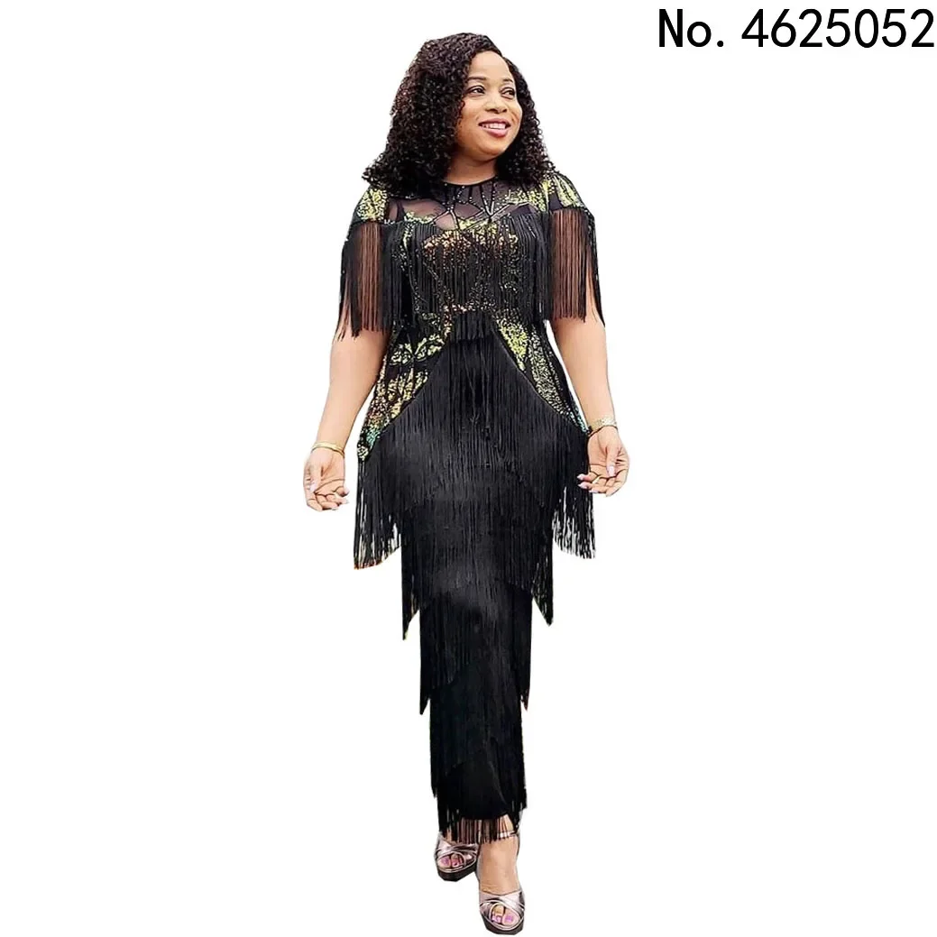 Elegant Party Dresses For Women 2023 Summer Tassel Bodycon Maxi Robe Dashiki African Clothing Birthday Wedding Gowns Clothing