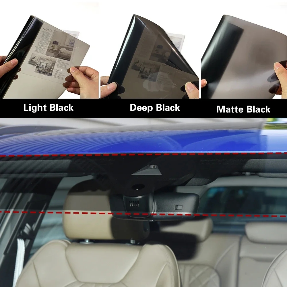 Auto Windschutzscheibe Sonnenschutz Aufkleber Anti-UV-Schutz Schwarz Film Frontscheibe Sonnenschirm Band für Auto Zubehör Sommer Liefert – Detail 1