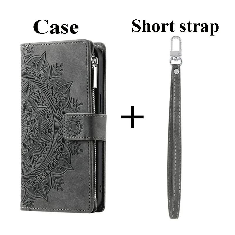 Luxury Leather Zipper Wallet Crossbody Phone Case