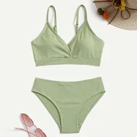 Toddler Girl Swimsuit Solid Color Bikini Set 2024 Bottom Briefs Swimwear Summer Children Bathing Suit 2