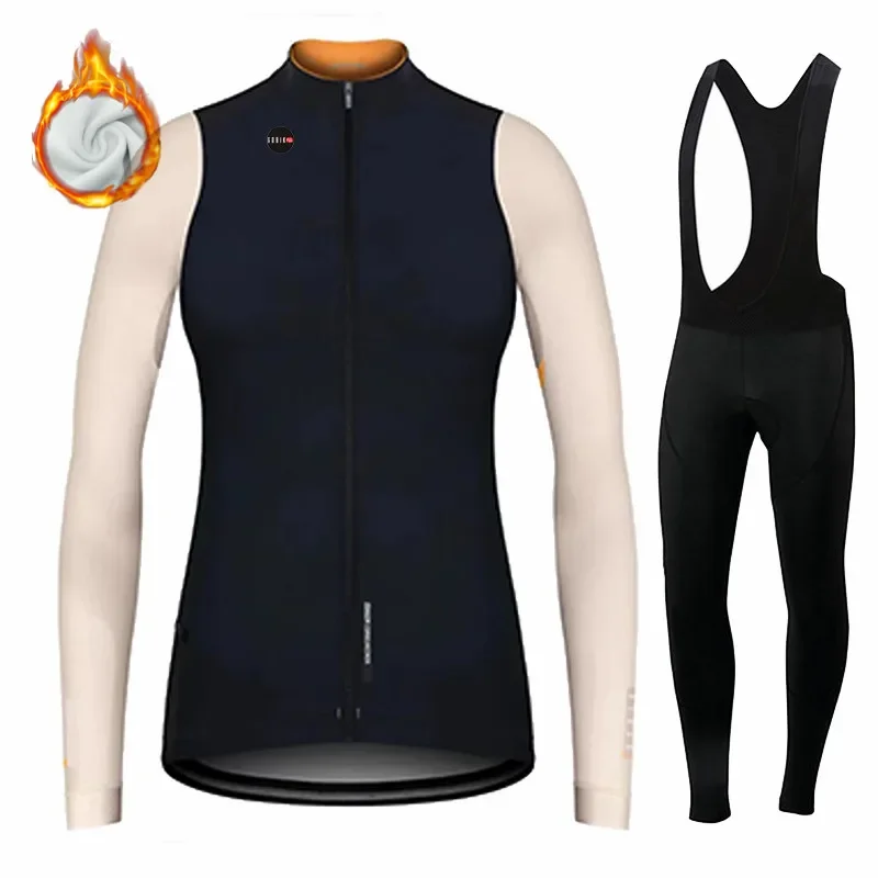 Women's Long Sleeve Cycling Jersey Set Wool Thermal Clothing for Mountain Bike Racing Winter Women Clothing bicycle