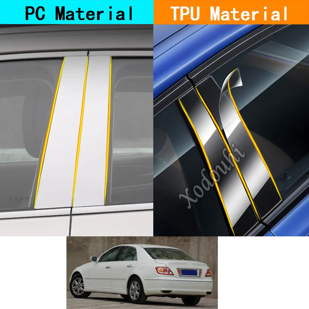 

Car TPU/Glossy Mirror Pillar Post Cover Door Trim Window Molding Sticker For Toyota Reiz/MARK X 2005 2006 2007 2008 2009