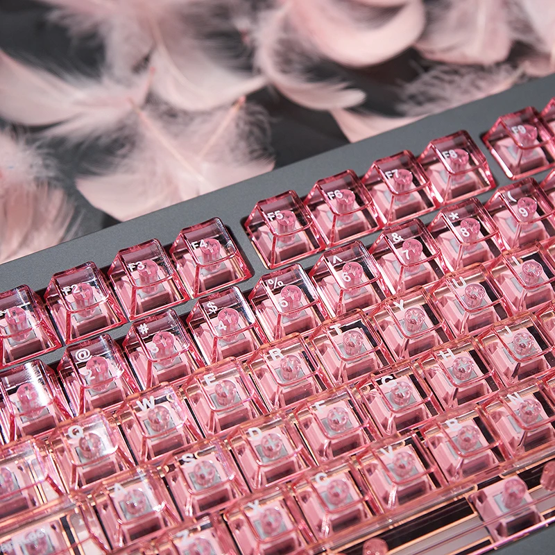 Echome-abs Custom Keyboard Cap Cereja Perfil Key Cap Ágata Rosa Keycap Transparente Acessórios de Teclado Mecânico Rainy75 - Imagem 5