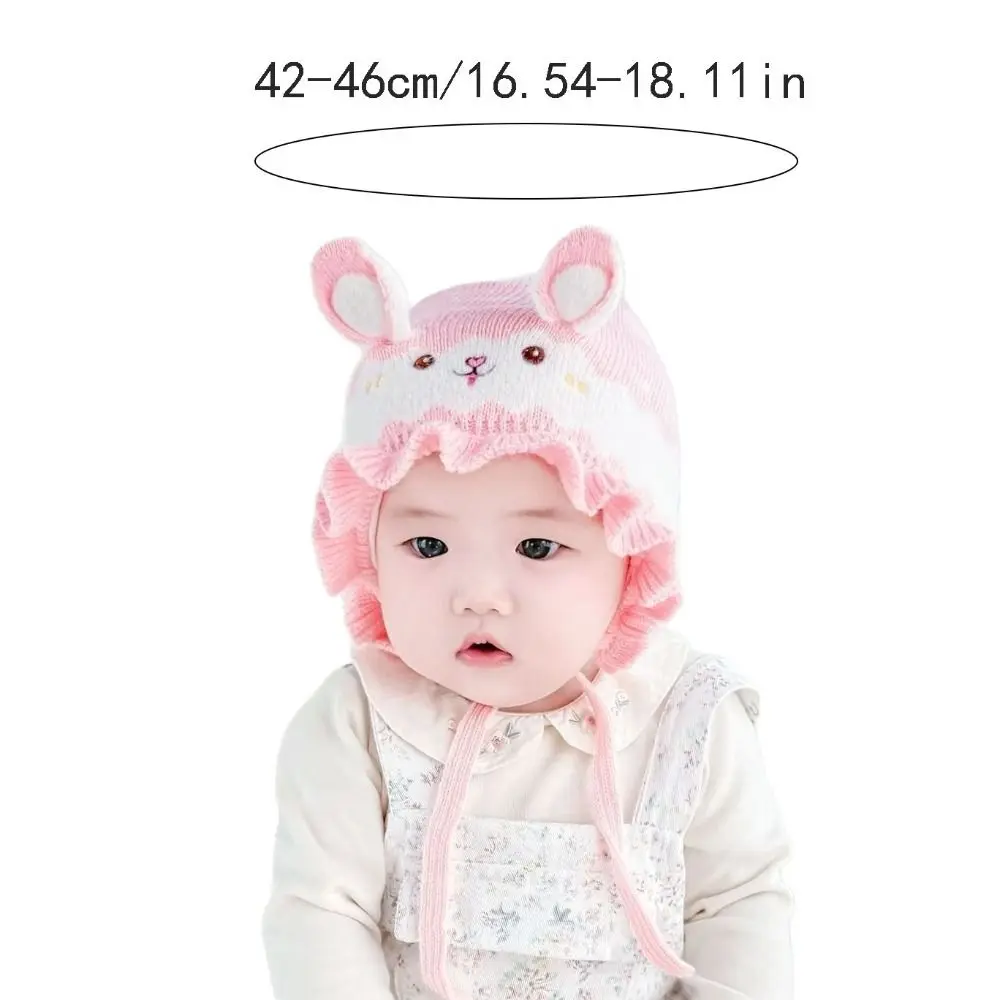 Fashion Rabbit Ear Baby Knitted Hat Warm Solid Color Infant Beanie Hats Thicken Wool Kids Pullover Cap Ear Protection