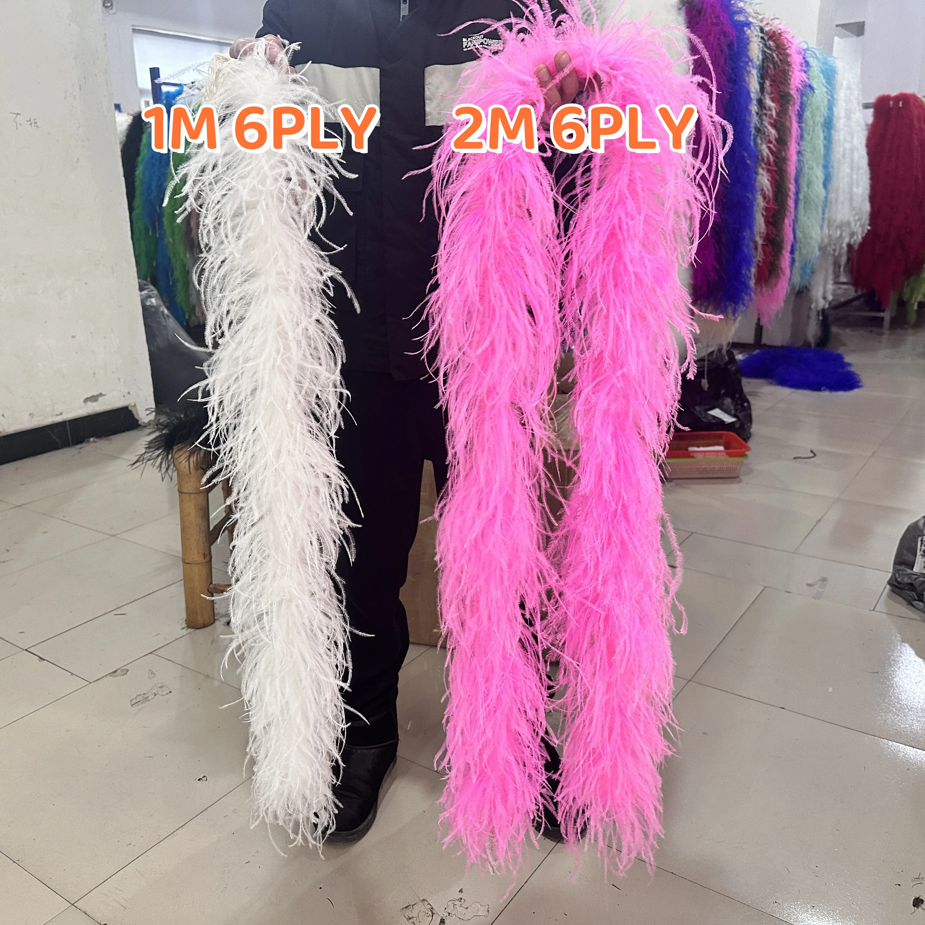 

0.5/1/1.3/2/3M Natural Ostrich Feather Boa 6PLY Ostrich Feathers Trim Shawl Dyed Various Party Clothing Decoration Plume Scarf