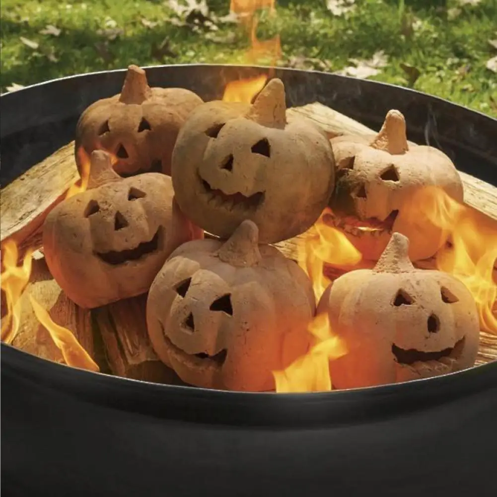 

Wood-burning Fireplace Accessory Heat-resistant Resin Pumpkin Safe Spooky Halloween Pumpkin Prop High Temperature for Flame