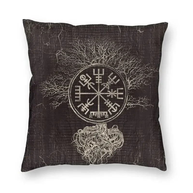 Vegvisir And Tree Of Life Yggdrasil Throw Pillow Covers Home Decorative Modern Viking Compass Outdoor Cushions Square Pillowcase