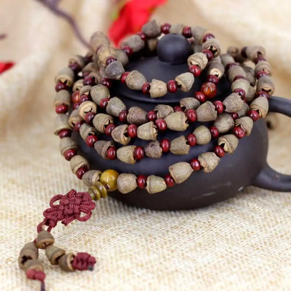 108 Rudraksha beads Cuff Men Mala Buddha Lucky Bracelet Pray Calming Bohemia spread Handmade Practice Elegant Emotional Chain