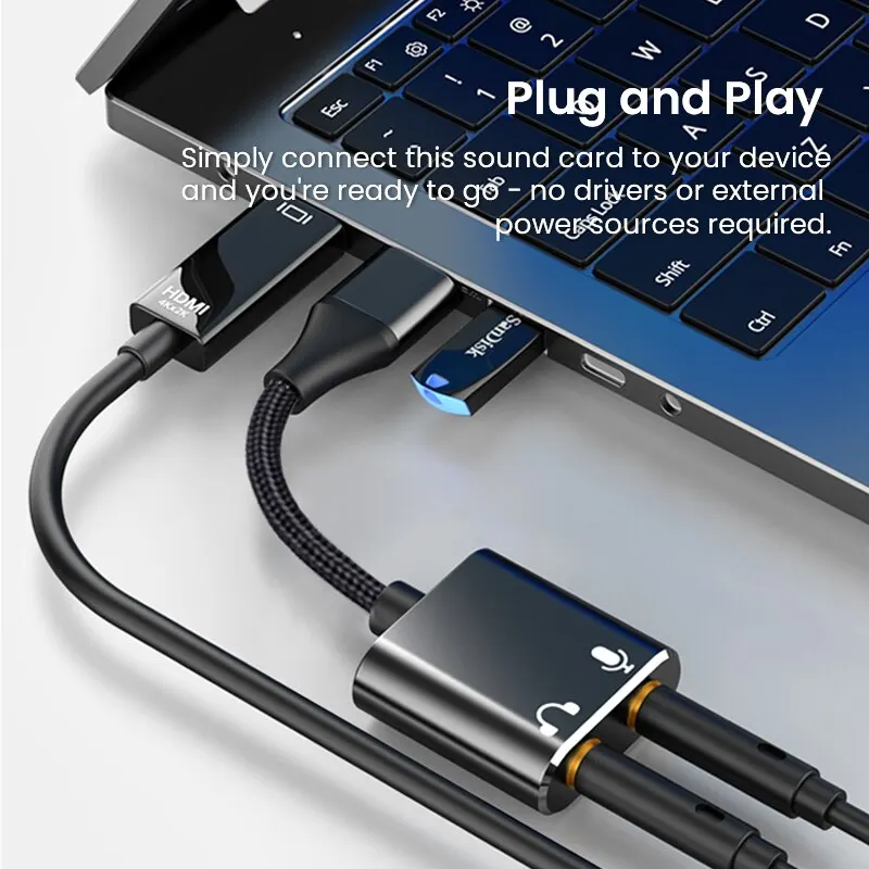 Scheda Audio USB Esterna Con Jack 3.5mm - Adattatore Per Microfono E Altoparlante - Foto 3