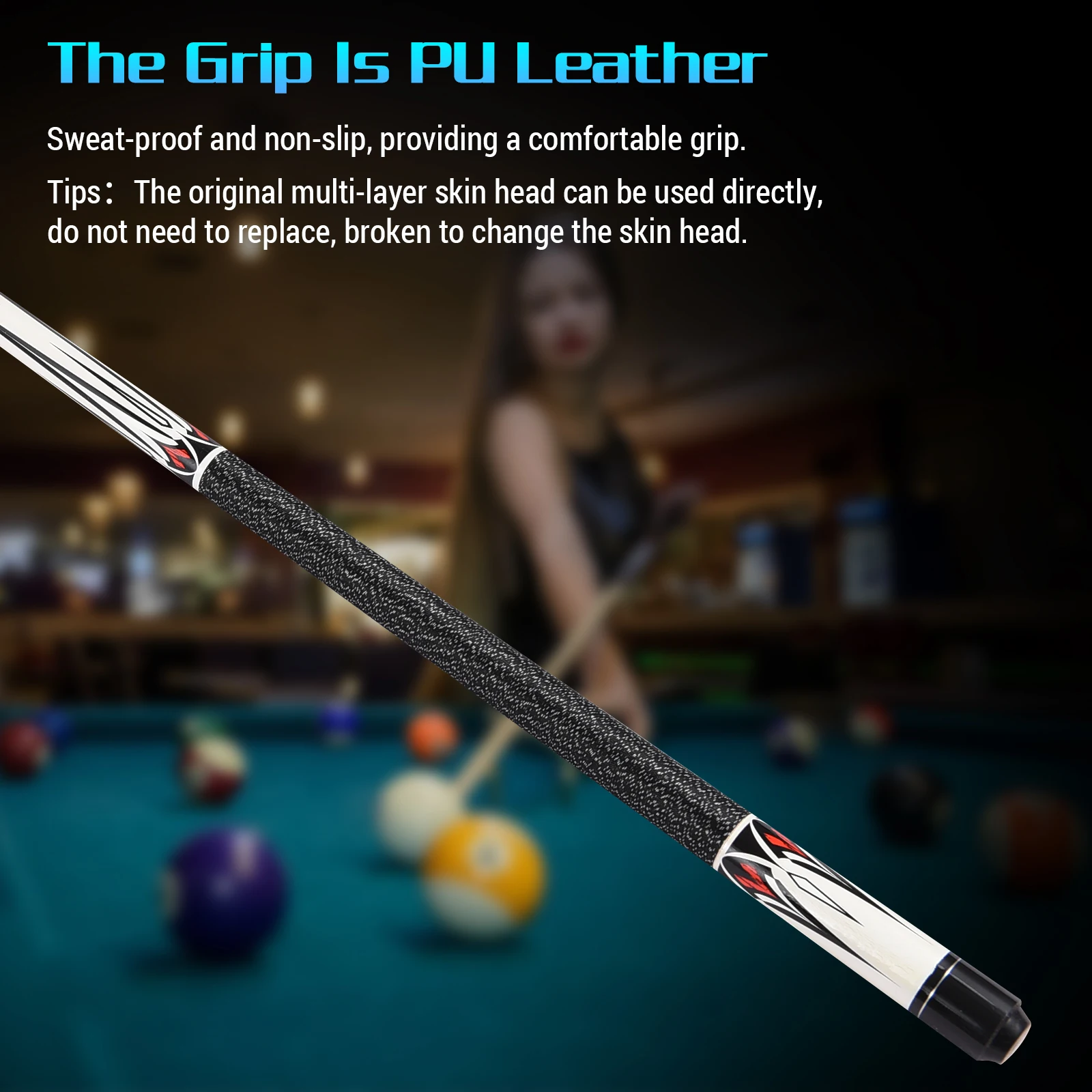 Pool Sticks 147cm / 57.9in Maple Fancy Nine-Ball Cue Double-Section Billiard Design Pool Queue Stick 13MM Big Head