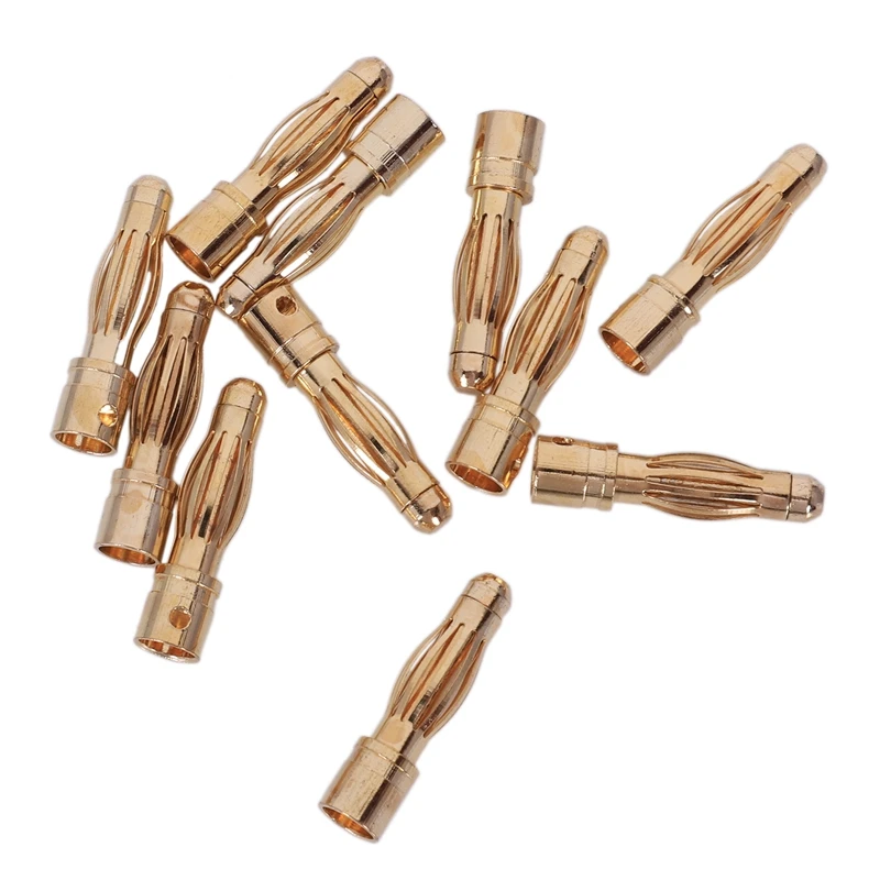 10PCS Gold Tone 4mm banana plug Male Banana Plug Bullet Connector