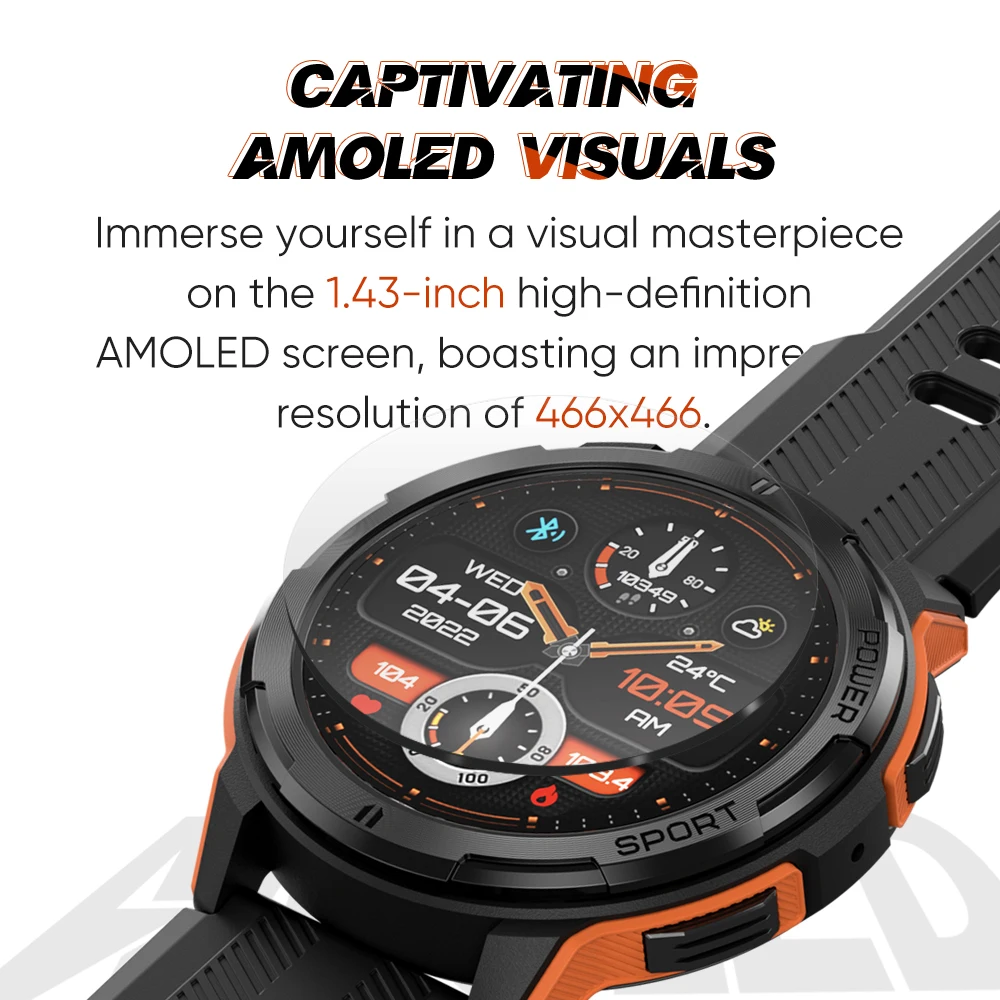 Wavefun ߰ Ʈ ġ, 1.43 ġ AMOLED Ʈ ġ, 466x466 , 10M Ʈ ,  ȭ, Wave 70,  ǥ