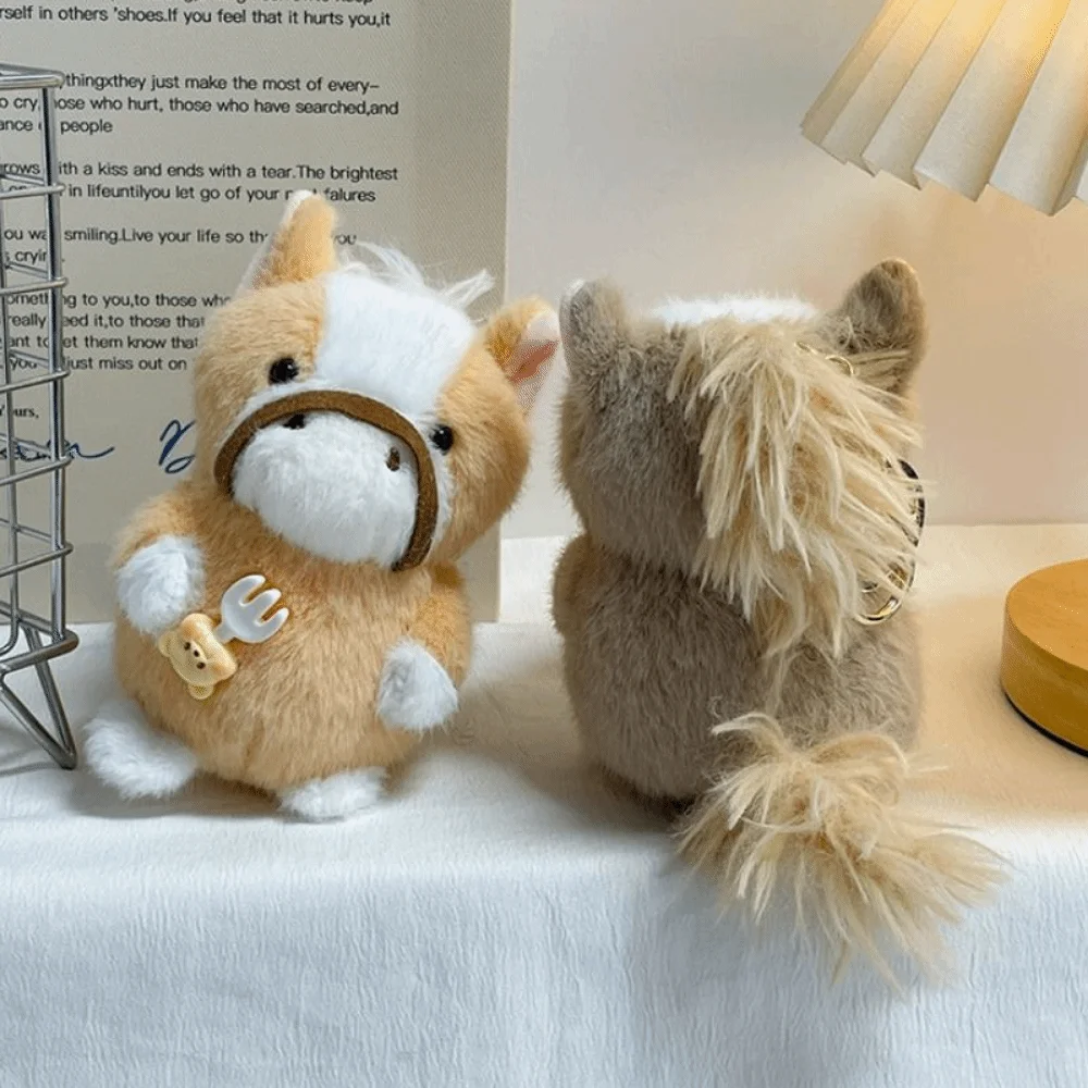Funny Cute Mini Horse Keychain Lifelike Fluffy Texture Year of The Horse Year of Horse Soft Horse Pendant Chinese New Year