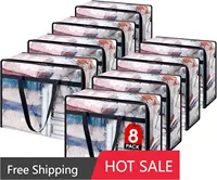 NEW 8 Pack Clear Clothes Storage Bags, 40L Plastic Blanket Storage Bag, Vinyl Foldable Moving Bags with Zipper Closet Organizers 1