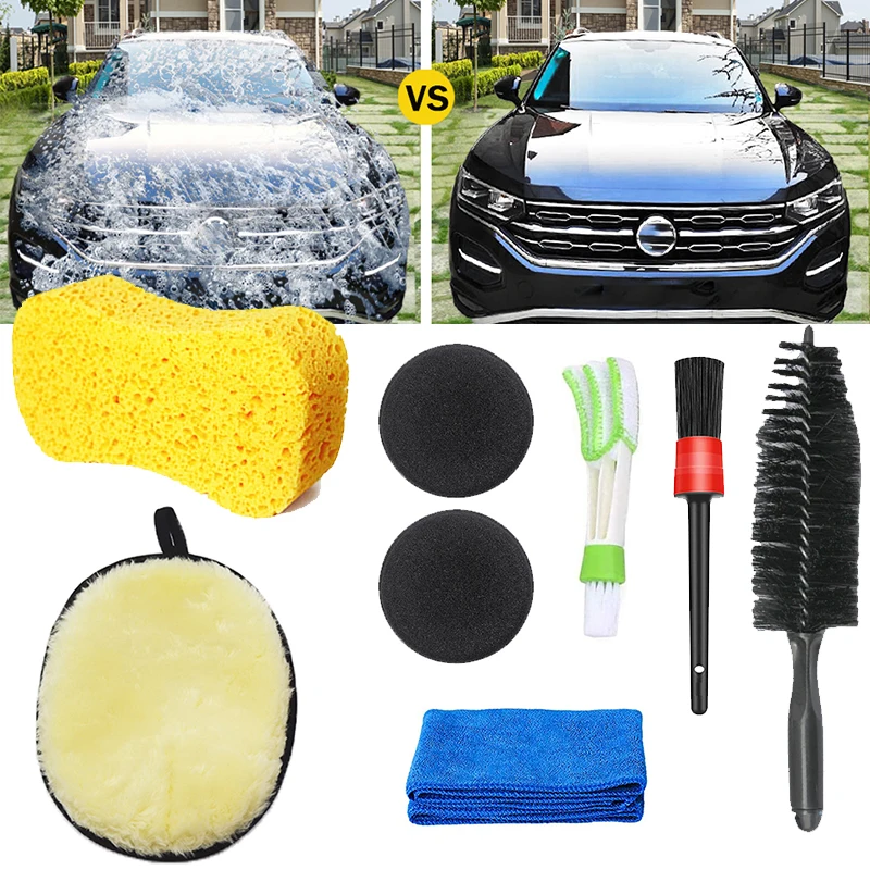 CarDetailingToolKitwithWashWoolMittSpongeTowelTireandRim