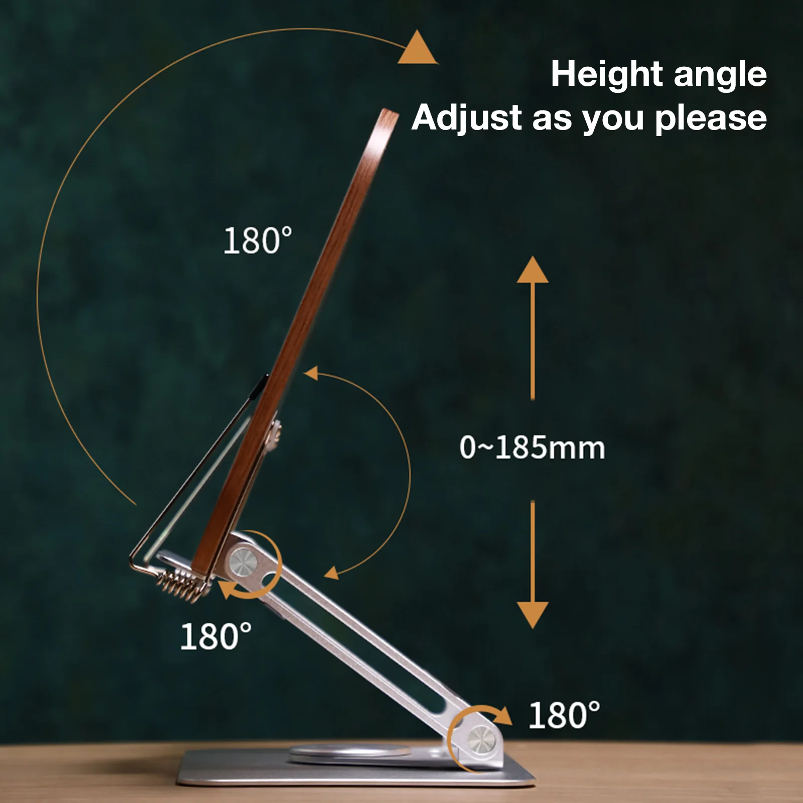 360&deg; Rotating Adjustable Reading Bookshelf Stand-Foldable Desktop Teaching Bookshelf with Elastic Page Clip, Ideal for Books,