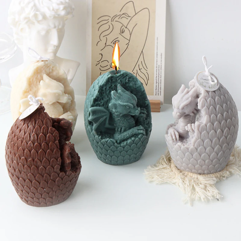 3D Shell Breaking Dinosaur Egg Silicone Candle Mold DIY Animal Artifact Resin Plaster Making Tools Handmade Soap Kits Home Decor