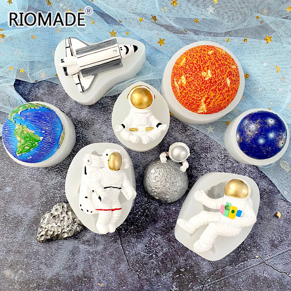 Weltraum-Serie Astronaut Raumschiff Meteorit Planet Silikonform Weltraum-Fondant Kuchendekorationswerkzeug Schokoladen-Gips-Epoxid-Form – Detail 6