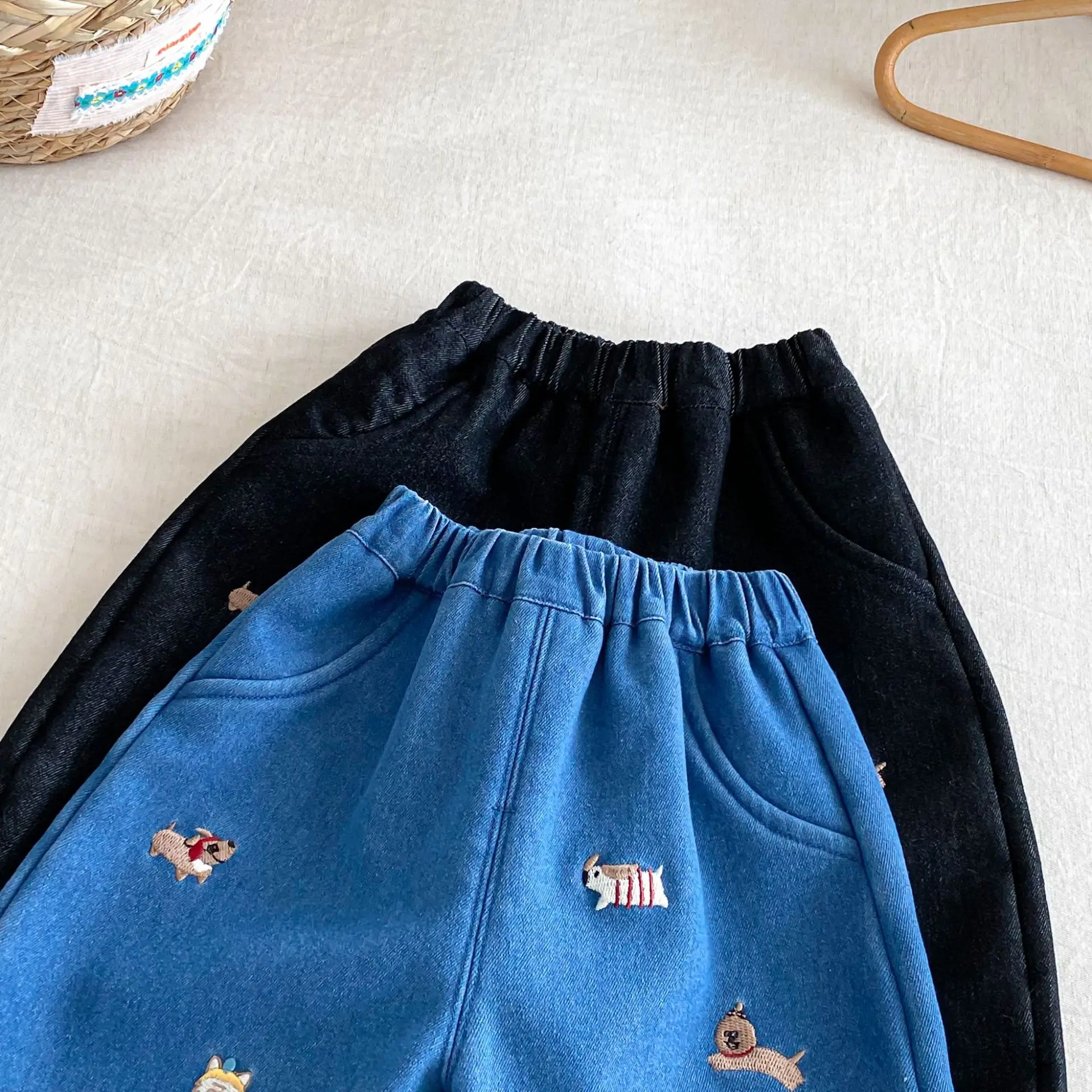 Kids Denim Pants Fur Lining Thicken Jeans