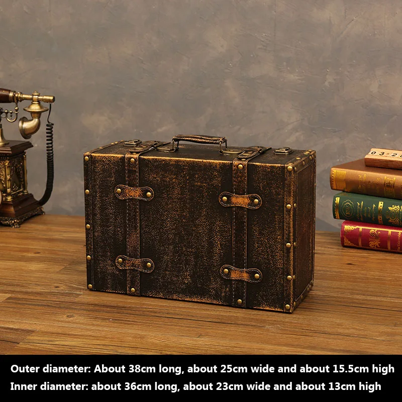 Pinellia- Coffre en bois Valise Antique Coffre De Rangement En Bois