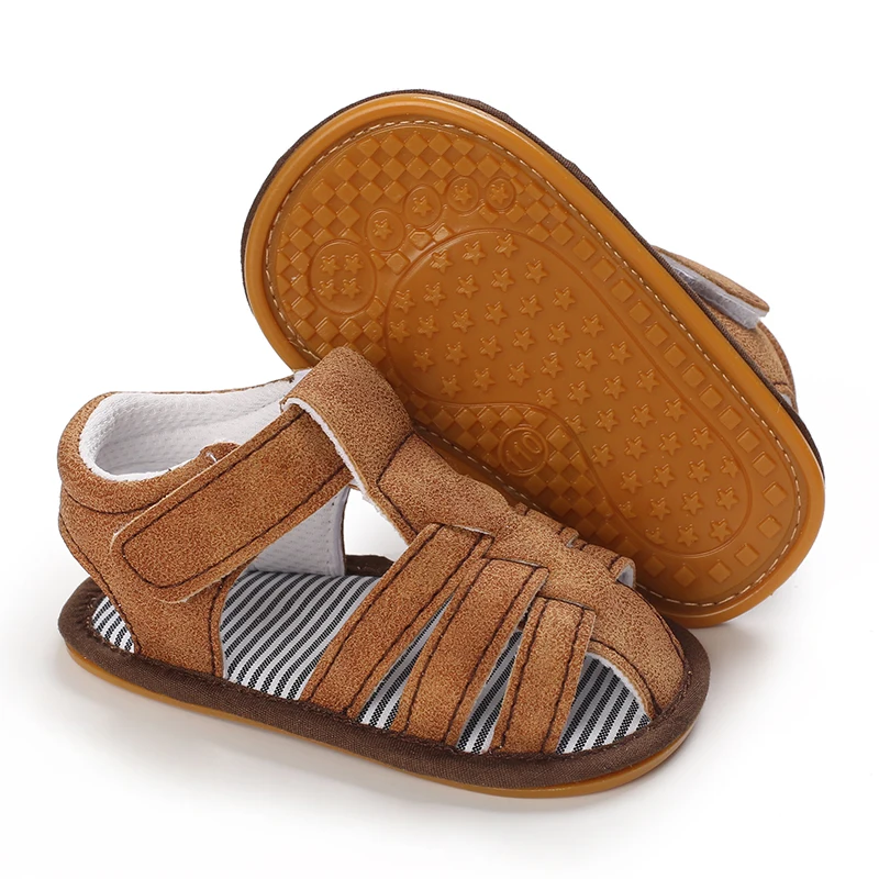 2023 NEW 0-18Months Kids Newborn Baby Boys Fashion Summer Soft Crib Shoes First Walker Anti Slip Sandals Shoes Soft Sole 3