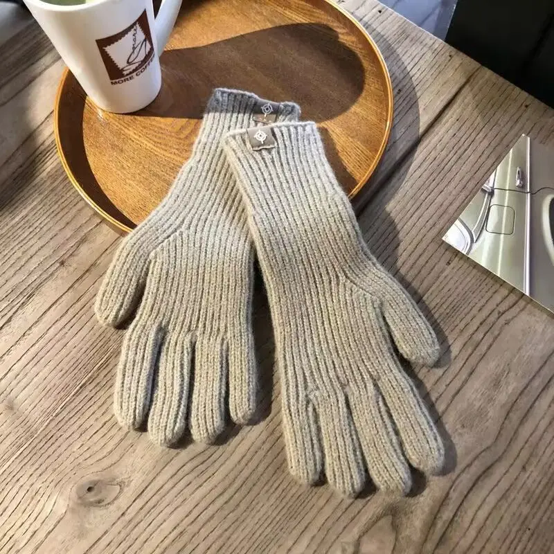Neue Nette Stil Lange Einfarbig Gestrickte Label Mädchen Handschuhe Fingerlose Touchscreen Anti-kalten Herbst Winter ins Y2K – Detail 8