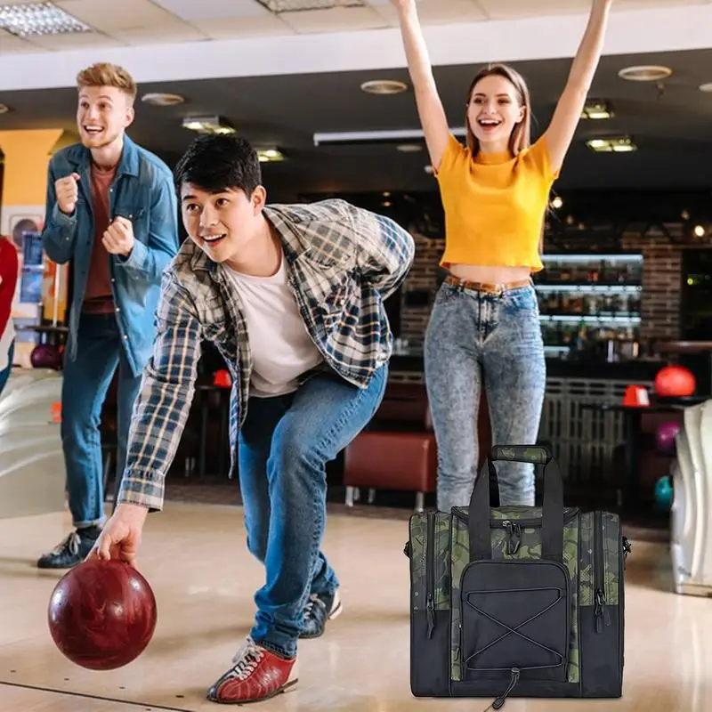 Bowling Ball Bag Bowling Ball Tote Bag 1 Multifunctional Handbag Padded Interior Adjustable Belt Fits Shoes