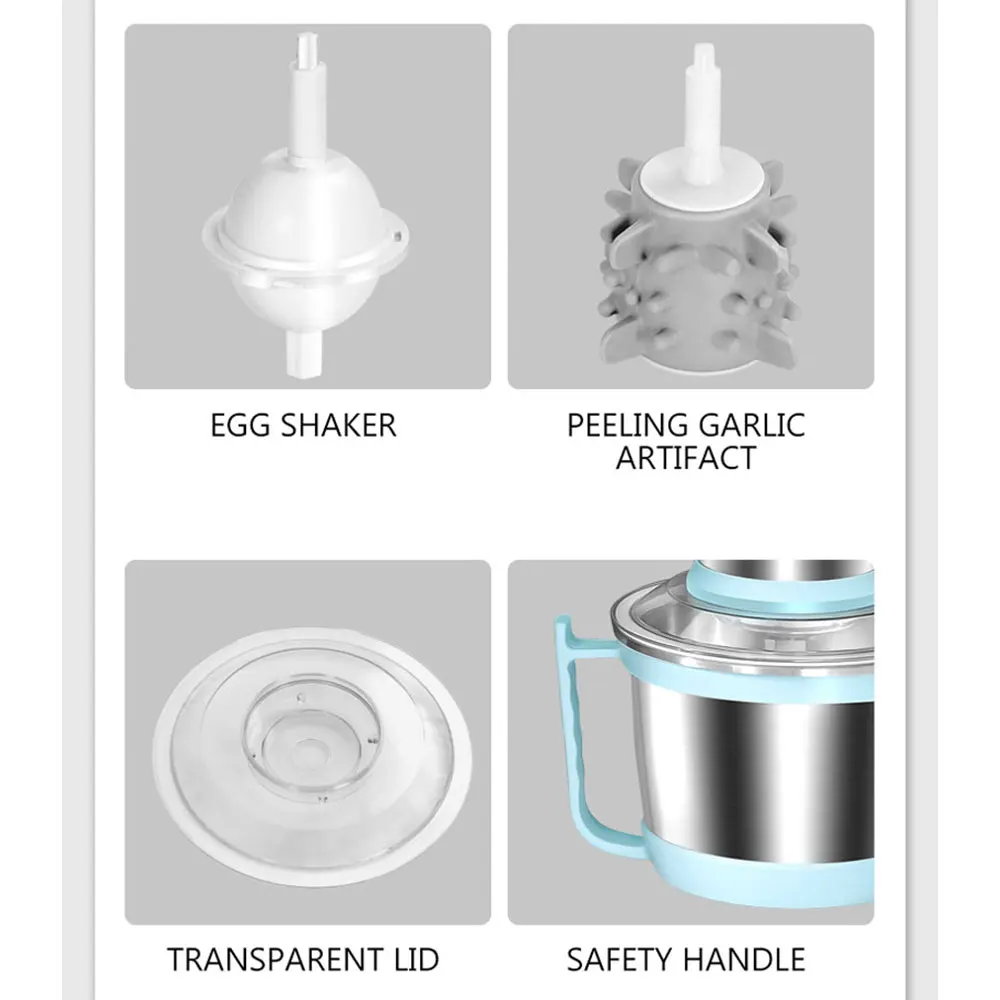 3L Electric Garlic Chopper Ginger Masher Machine Chili Vegetable Crusher Kitchen Tool Sturdy Durable 6