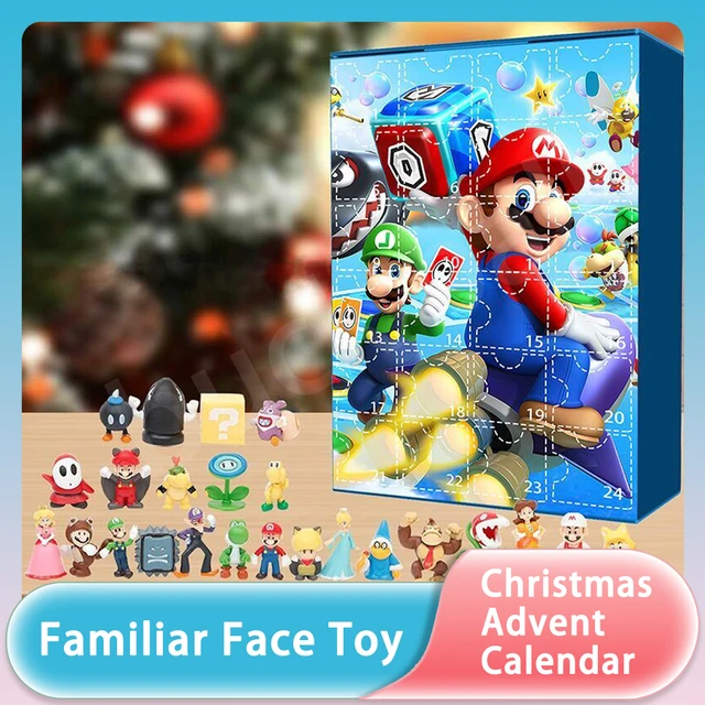 24pcs Christmas Advent Calendar Super Mario Bros Figure Kawaii Surprise Box  Anime Figure Toys Pvc Model