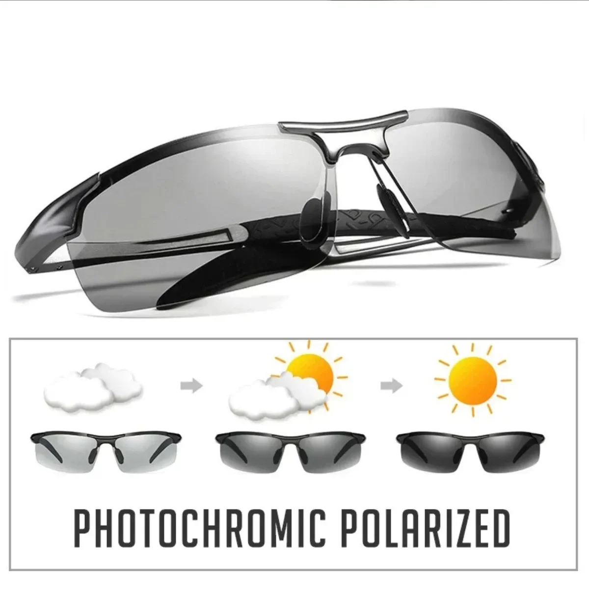 Night Vision Sunglasses for Driving Fishing Cycling Photochromic Polarized Glasses Intelligent Color Changing Day Vision