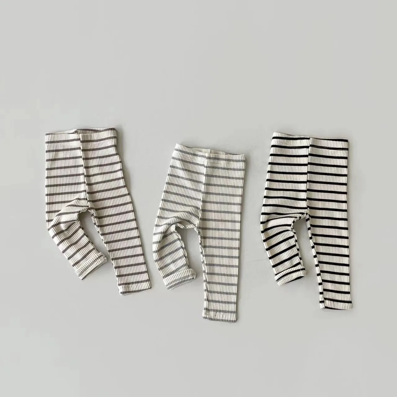 Baby Trousers Cotton Pants Baby Leggings Simple Solid Leggings Girls All-match Striped Skinny Pants Kids Elasticity Slim Pants Newborn Boy Stretch