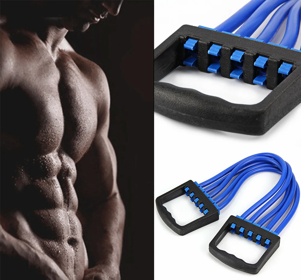Gymnastic Chest Expander Puller 5 Tube Cable Rubber Sports Yoga Training Rope